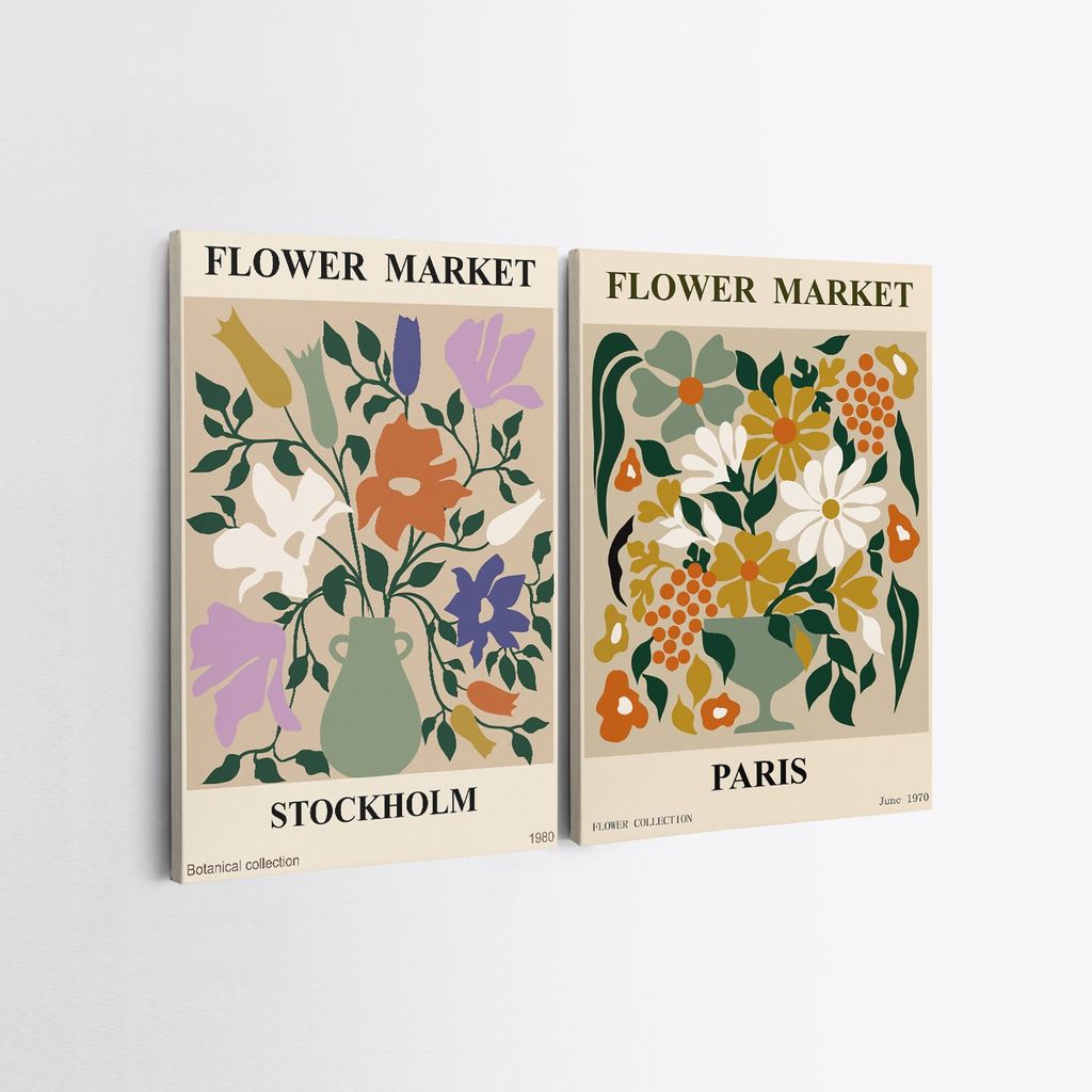 Falikép szett, 2 db, virág piac, többszínű, 50x70 cm - TRIO - Butopêa termék 2. képe